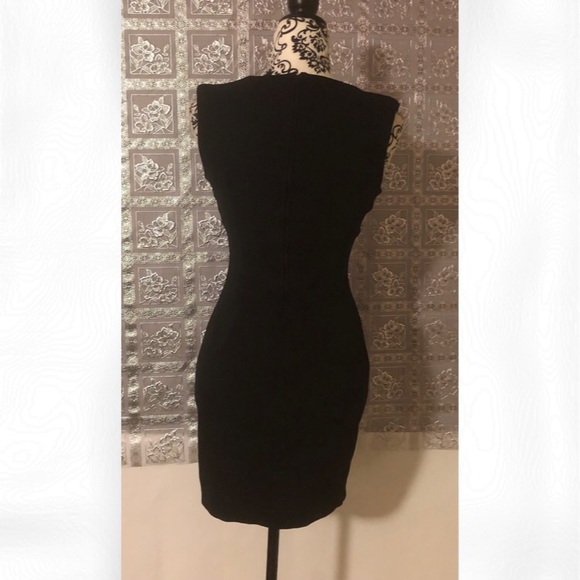 NWT Arden B Black Faux Leather Panel Dress - Picture 7 of 8
